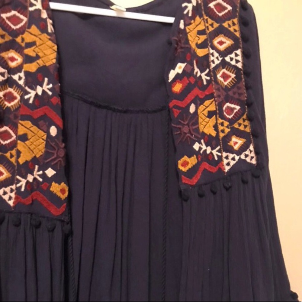 Blue boho peplum “cardigan” top